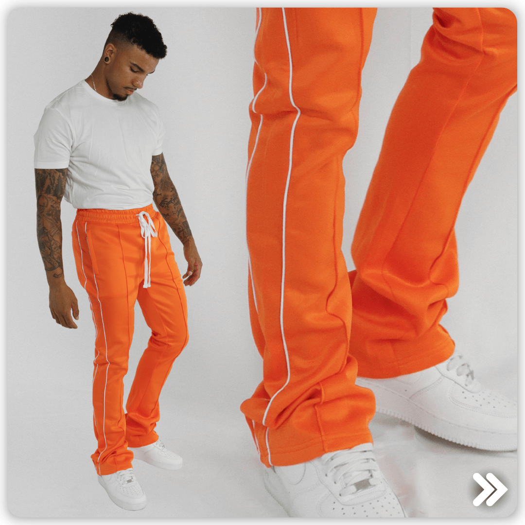 Elevate Your Look with Zamage's Orange Stacked Track Pants