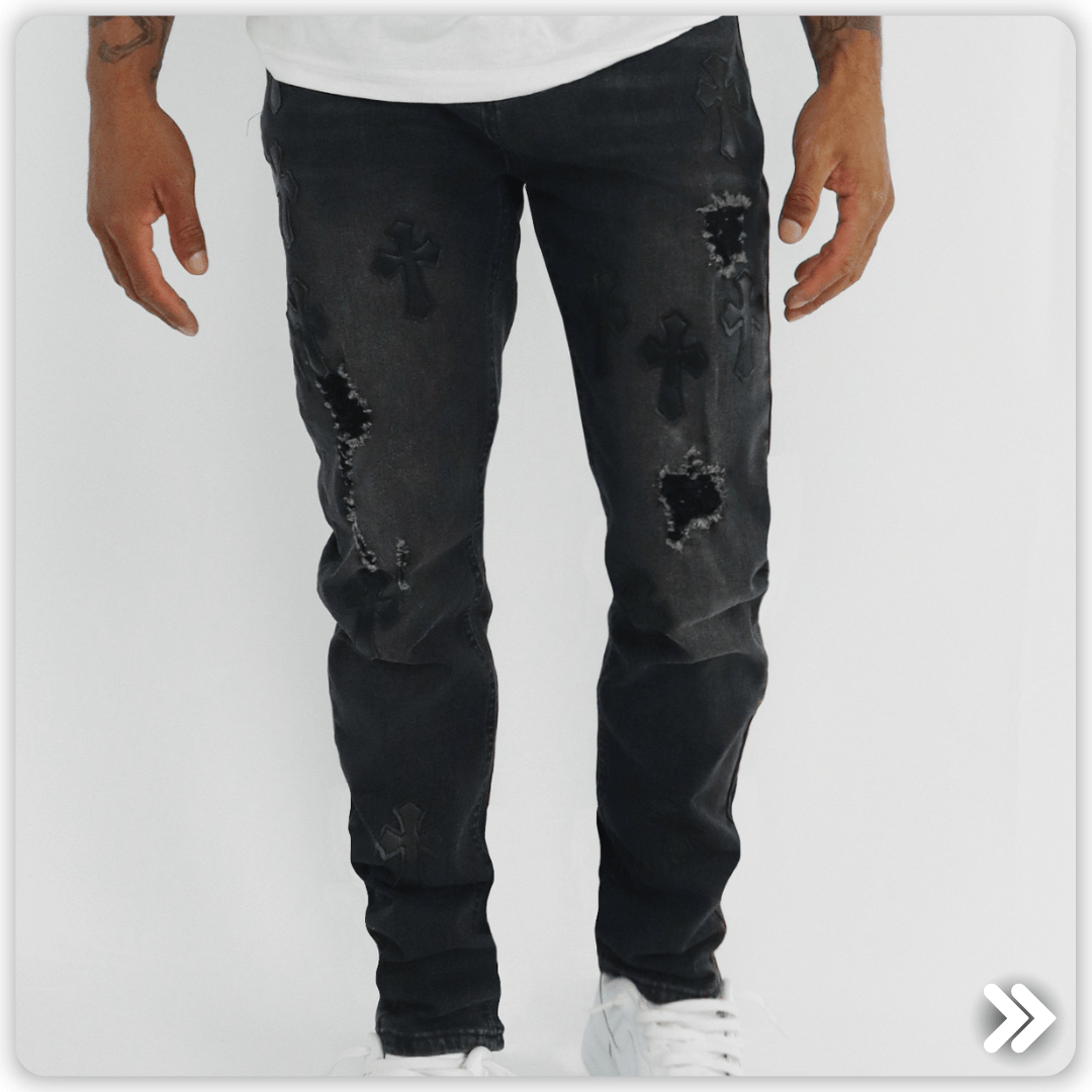 Make a Statement with Zamage's Crossed Black Denim