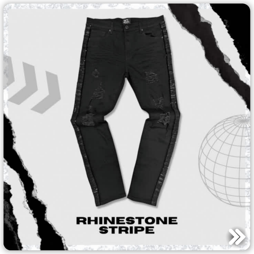 rhinestone denim streetwear