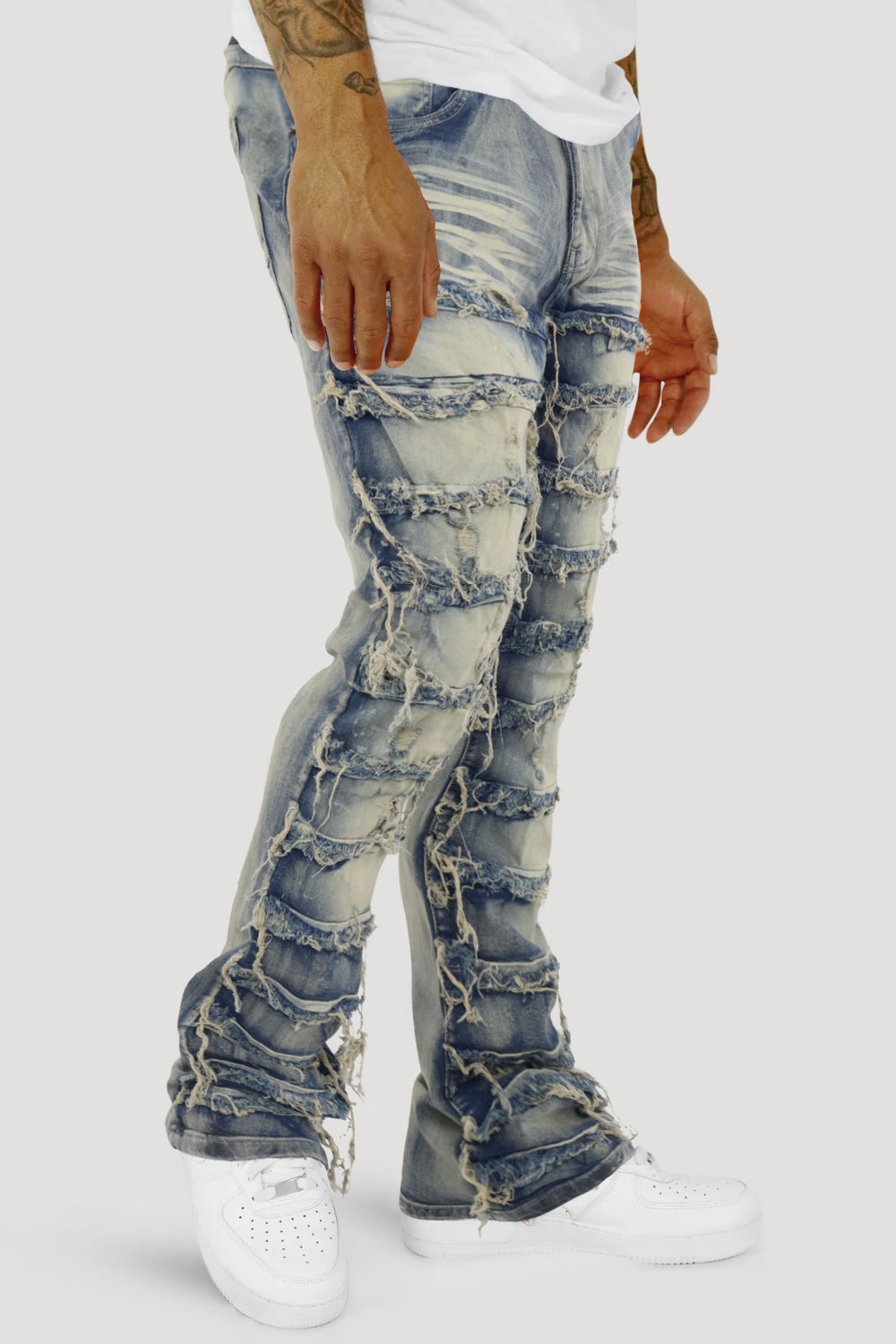 Distressed Layered Stacked Denim (Tint) (S3016) - Zamage