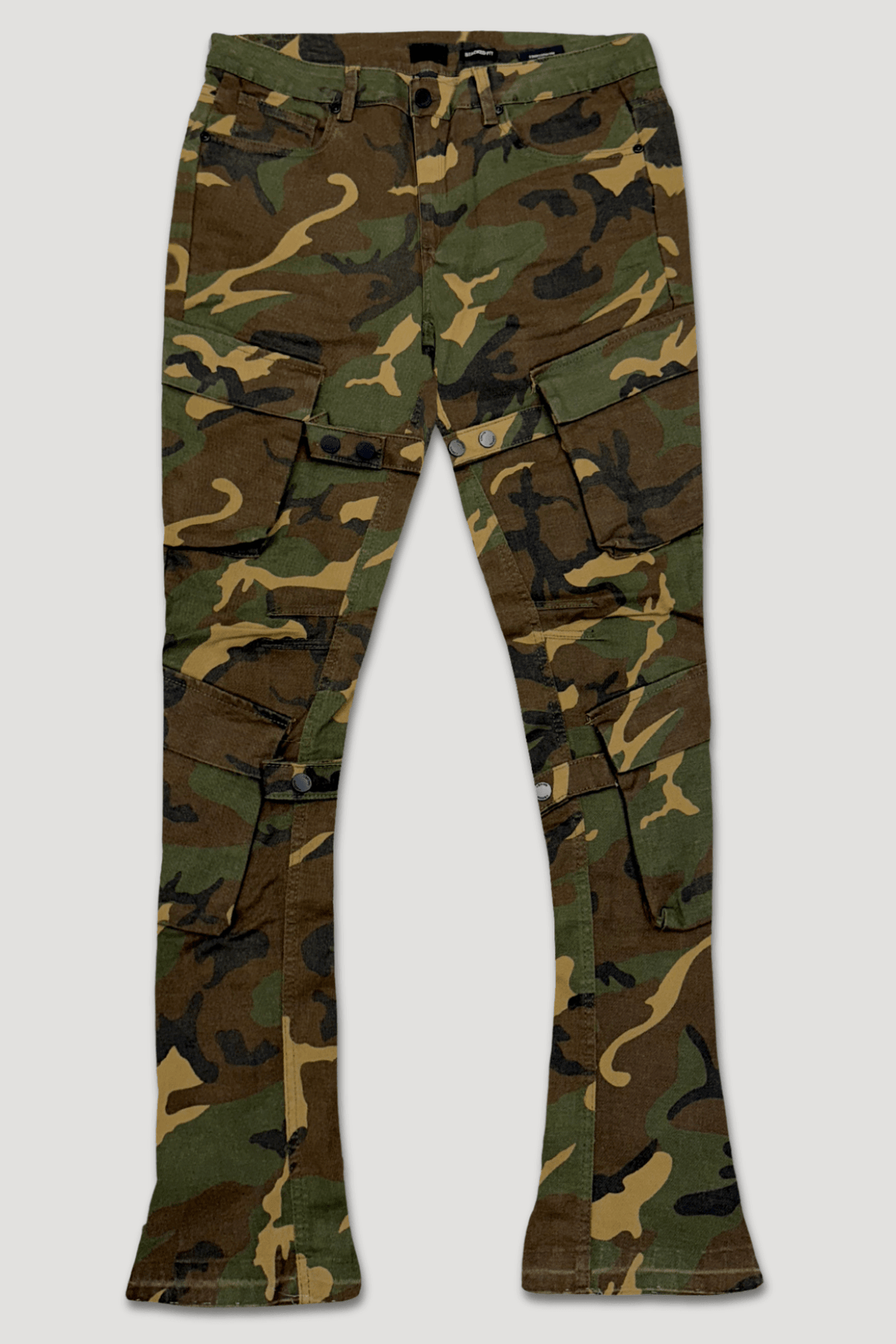 Buckled Cargo Stacked Denim (Camo) - Zamage