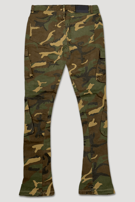 Buckled Cargo Stacked Denim (Camo) - Zamage