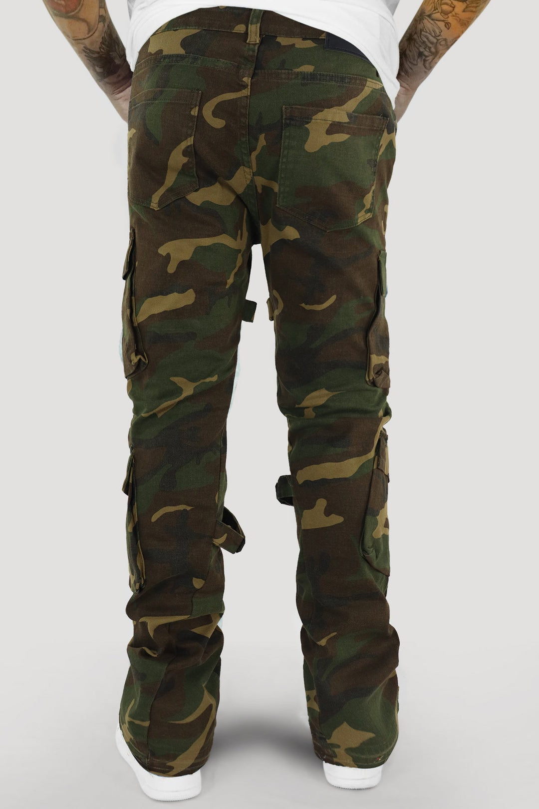 Buckled Cargo Stacked Denim (Camo) - Zamage