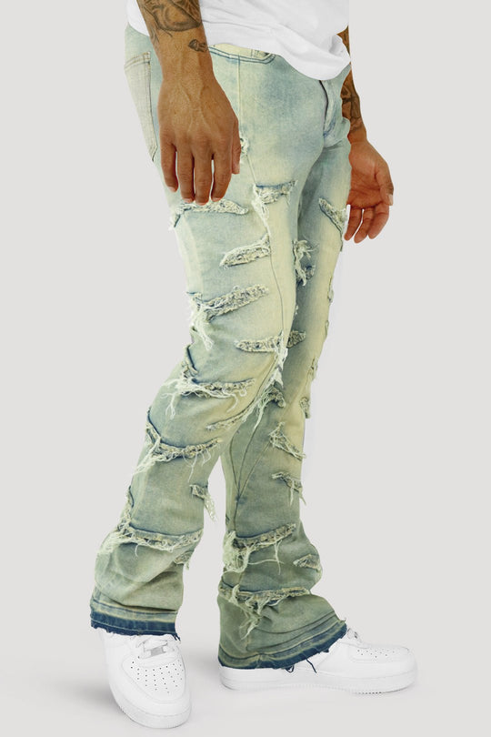 Climbing Thread Stacked Denim (Medium Blue) - Zamage