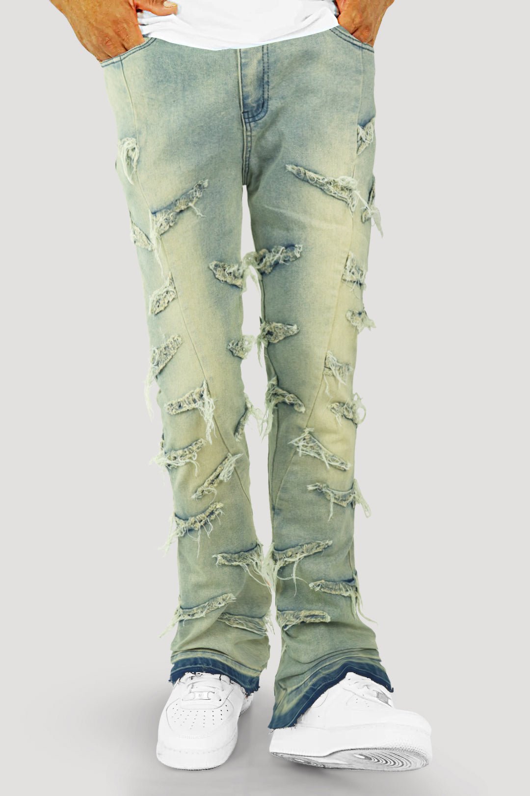 Climbing Thread Stacked Denim (Medium Blue) - Zamage