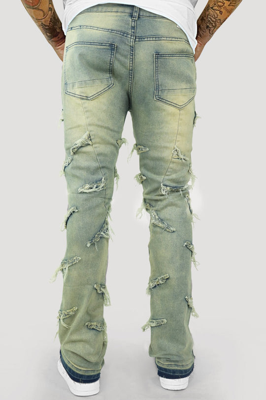 Climbing Thread Stacked Denim (Medium Blue) - Zamage