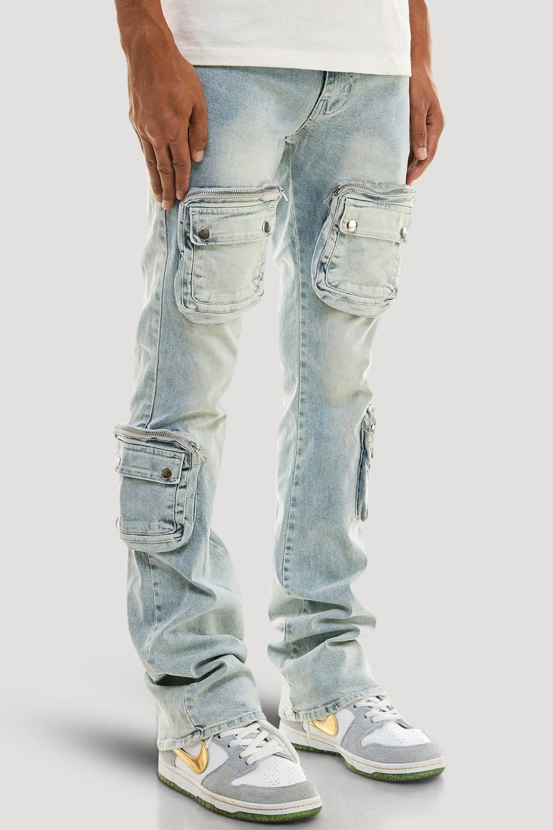 Dayshade Cargo Stacked Denim (Blue Wash) - Zamage
