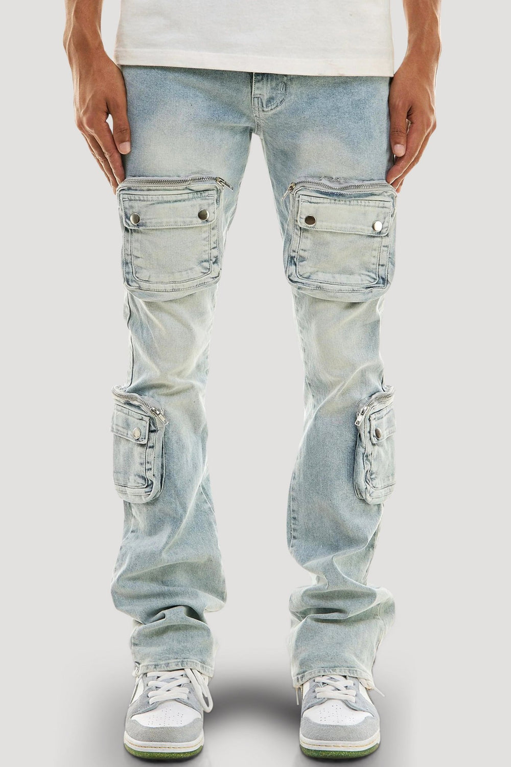 Dayshade Cargo Stacked Denim (Blue Wash) - Zamage