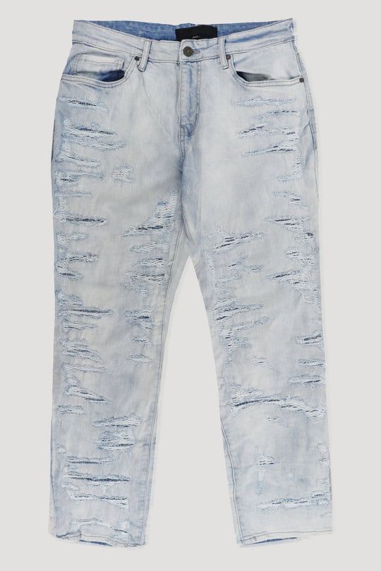 Distressed Relaxed Fit Denim (Ice White) (JA2118R) - Zamage