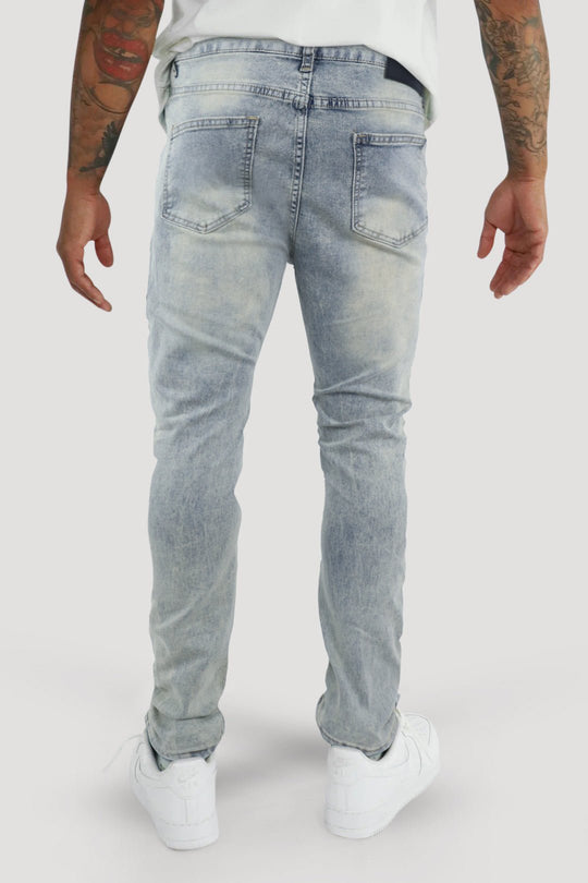 Distressed Slim Fit Denim (Bleach Wash) (M8344D) - Zamage
