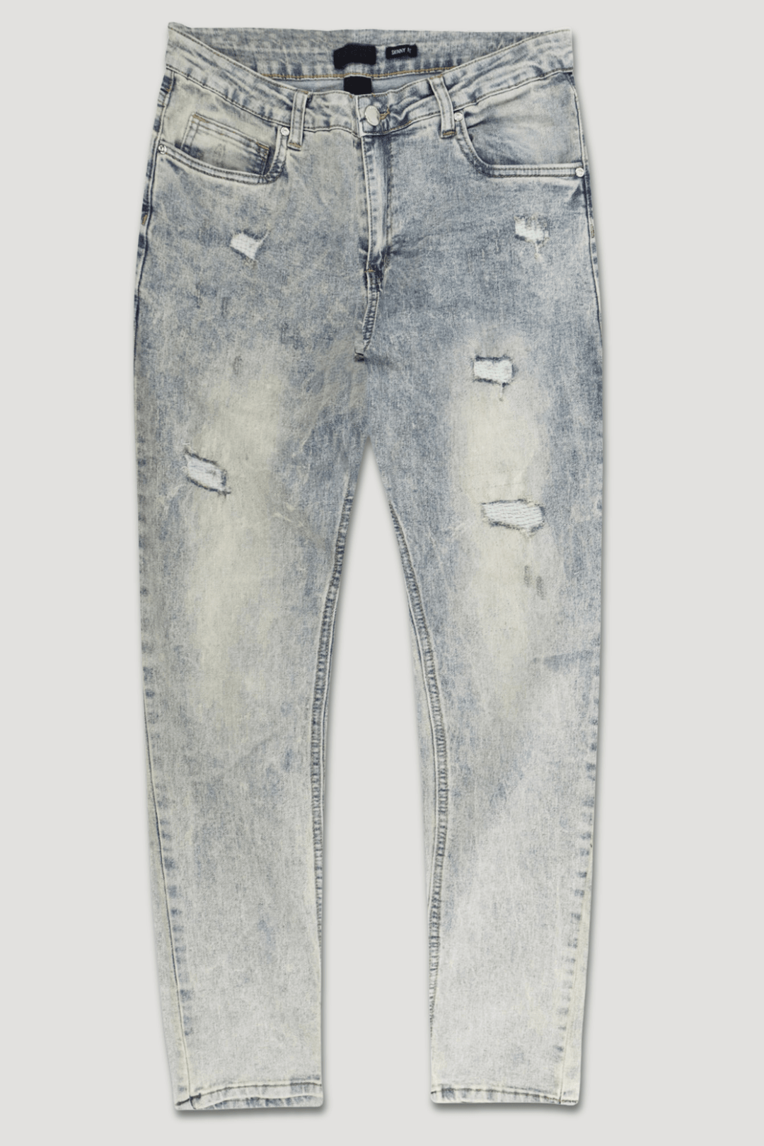 Distressed Slim Fit Denim (Bleach Wash) (M8344D) - Zamage