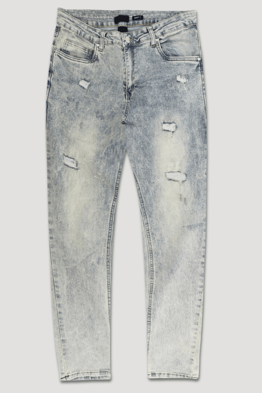 Distressed Slim Fit Denim (Bleach Wash) (M8344D) - Zamage