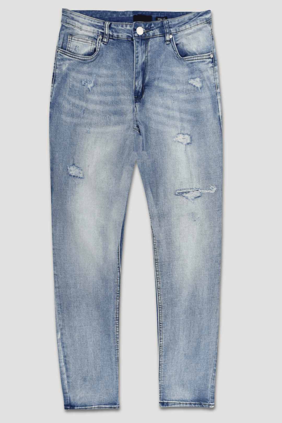 Distressed Slim Fit Denim (Blue Wash) (M8344D) - Zamage