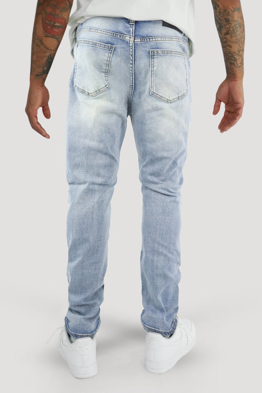 Distressed Slim Fit Denim (Blue Wash) (M8344D) - Zamage