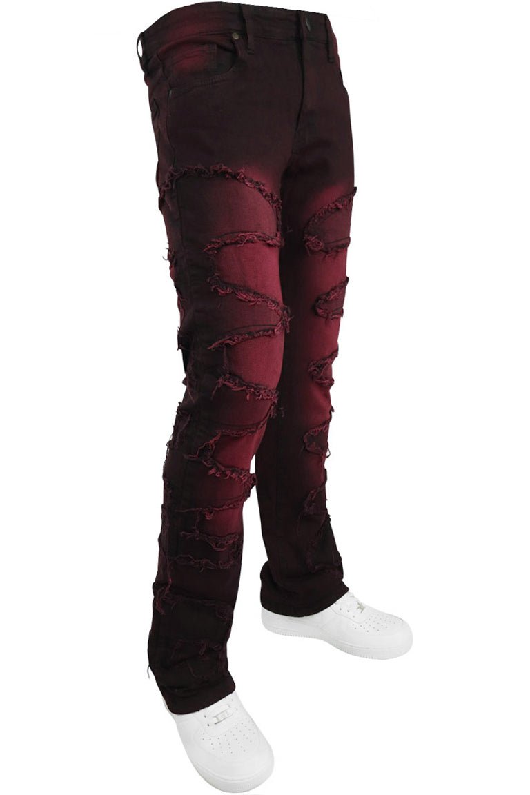 Dragon Trim Stacked Denim (Red - Black) - Zamage