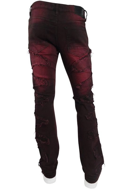 Dragon Trim Stacked Denim (Red - Black) - Zamage
