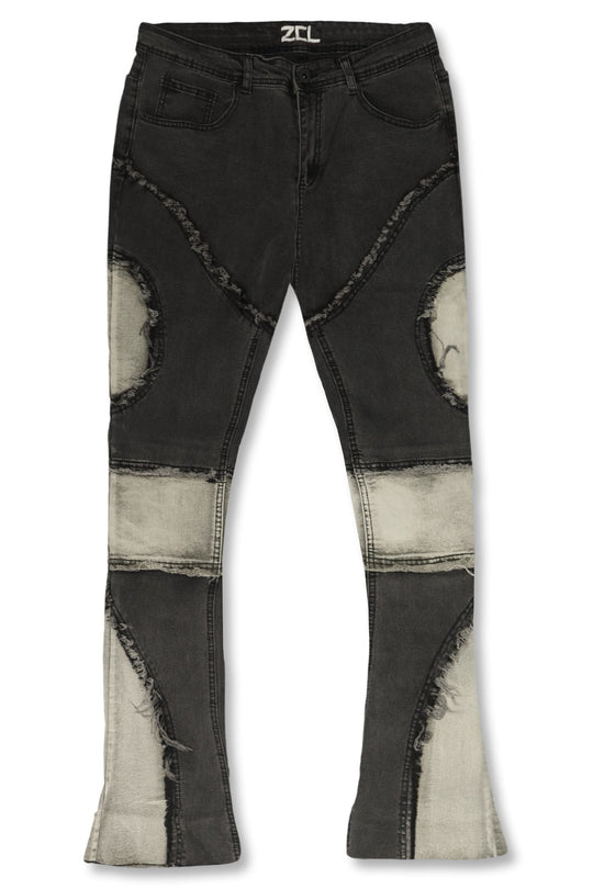 Dual Shade Stacked Denim (Black - Grey) - Zamage