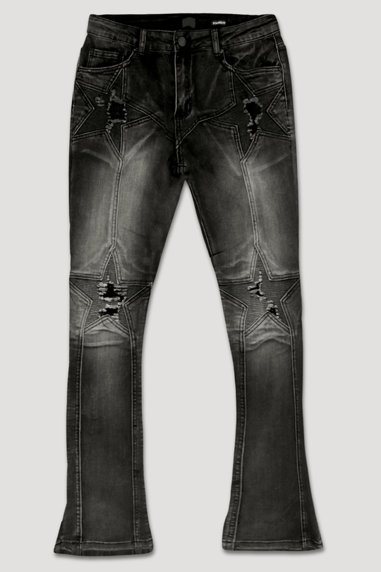 Four Point Stacked Denim (Black Wash) (M8300D) - Zamage