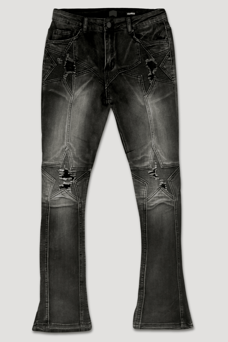 Four Point Stacked Denim (Black Wash) (M8300D) - Zamage