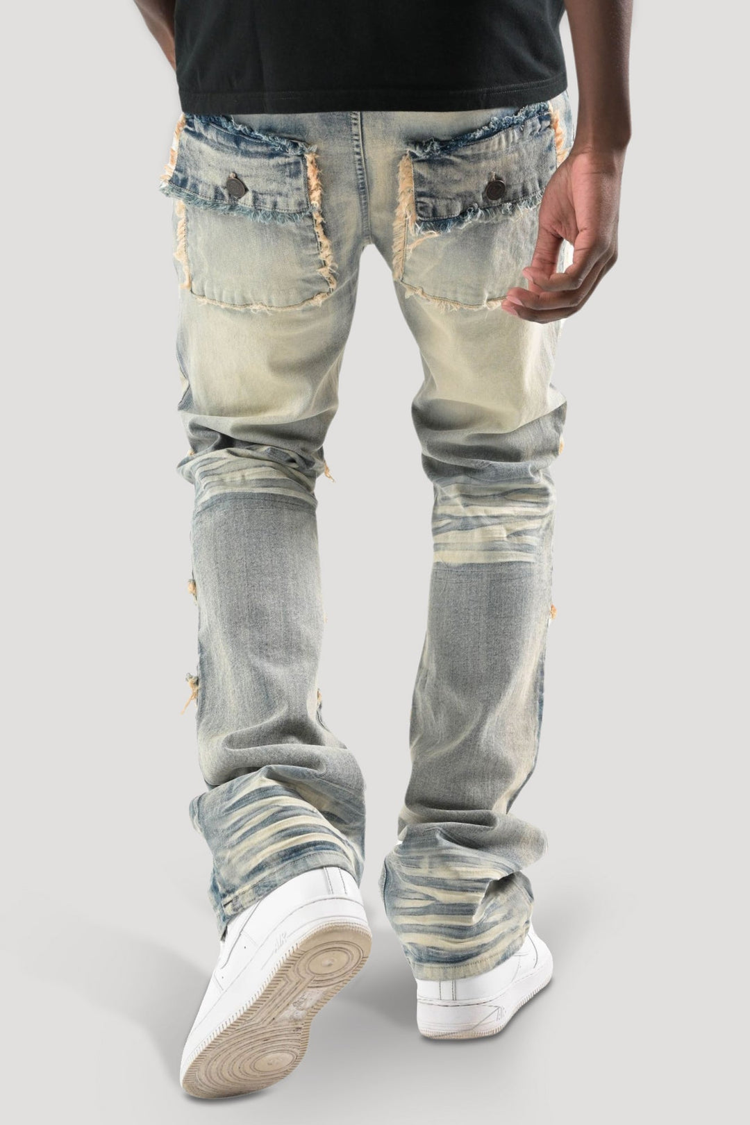 Frayed Multi Pocket Stacked Denim (Tint) (S3020P) - Zamage