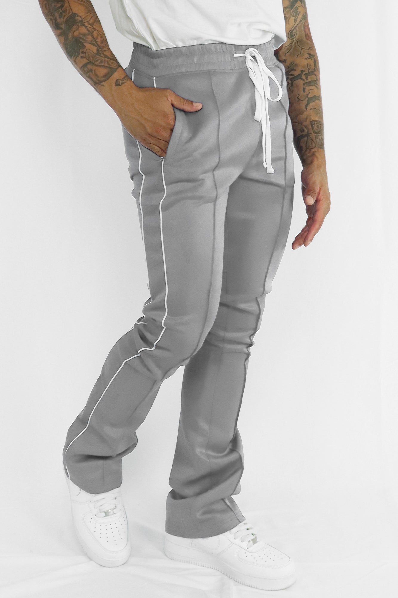 Stacked Track Pant (Cream) – Zamage