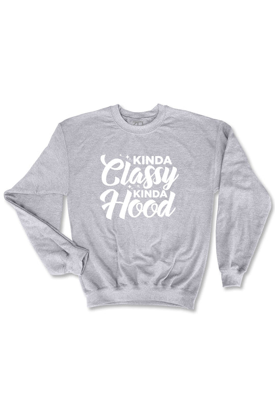 Kinda Classy Kinda Hood Crewneck Sweatshirt (White Logo) - Zamage