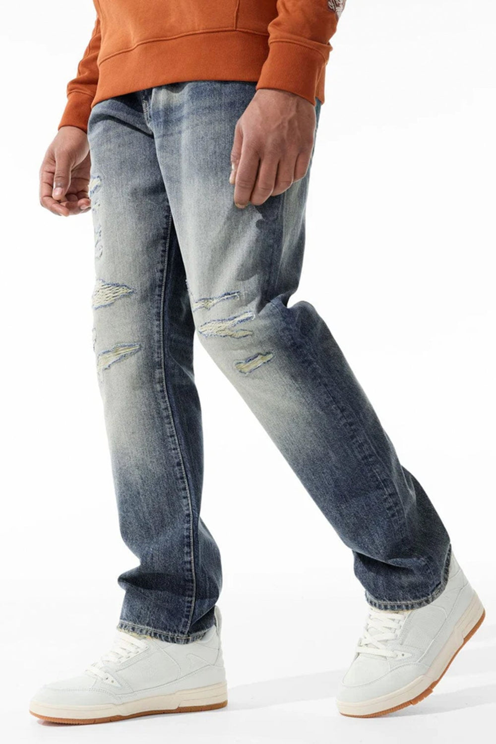 Light Shreds Relaxed Fit Denim (Vintage) (JA2131) - Zamage