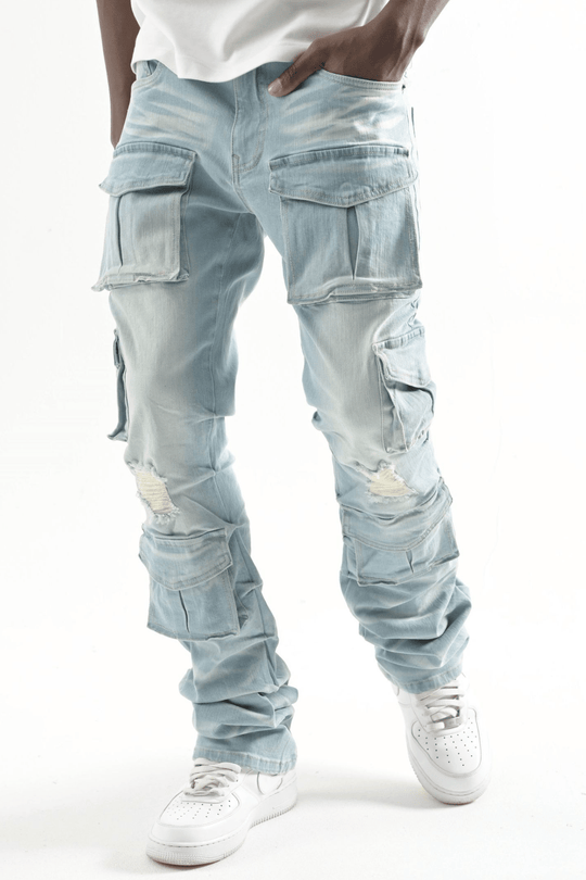 Multi Pocket Stretch Stacked Denim (Tint) (T4111) - Zamage