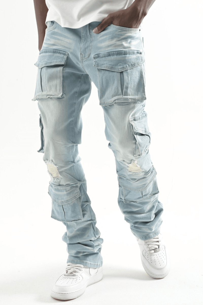 Multi Pocket Stretch Stacked Denim (Tint) (T4111) - Zamage