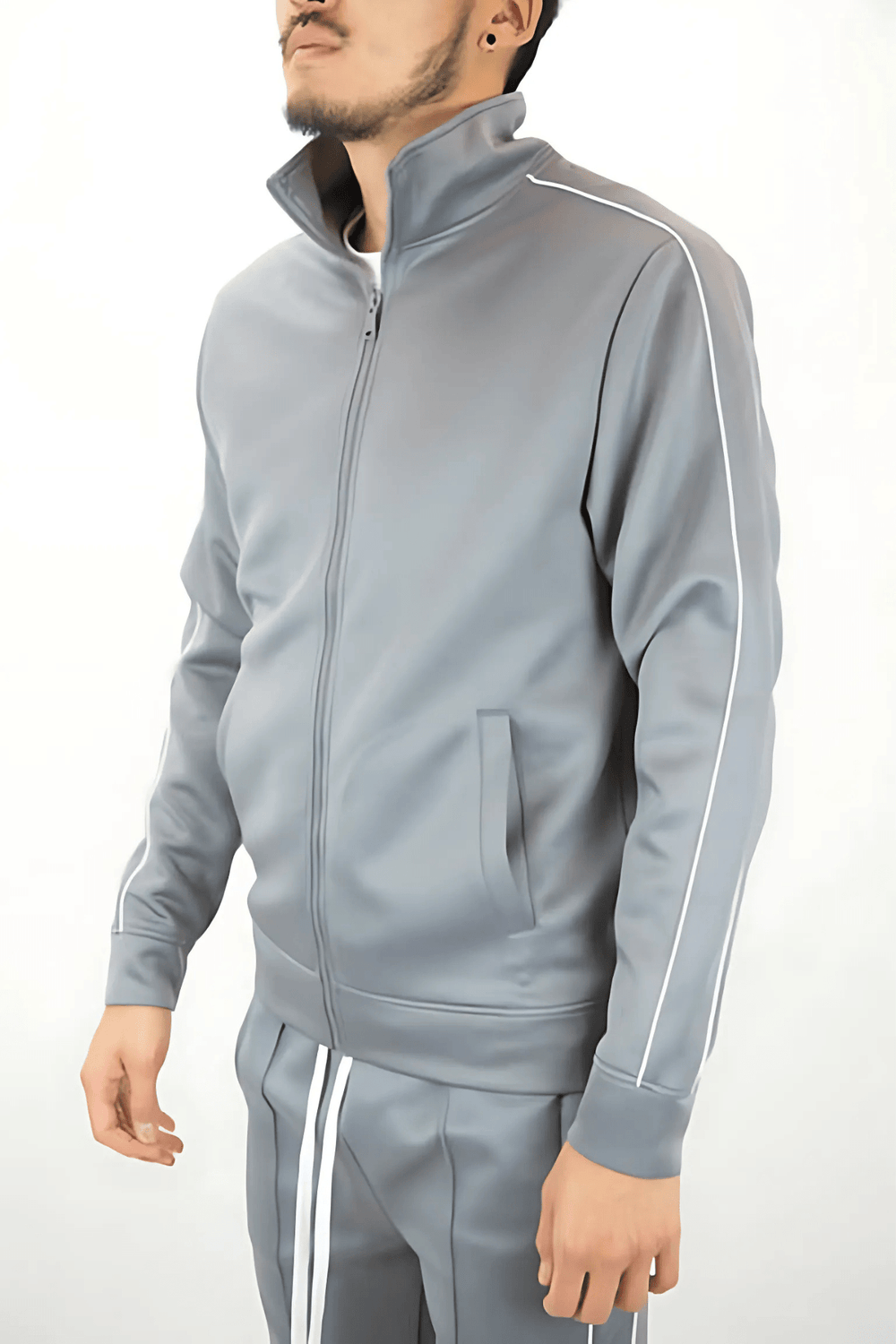 Piping Track Jacket (Grey) - Zamage