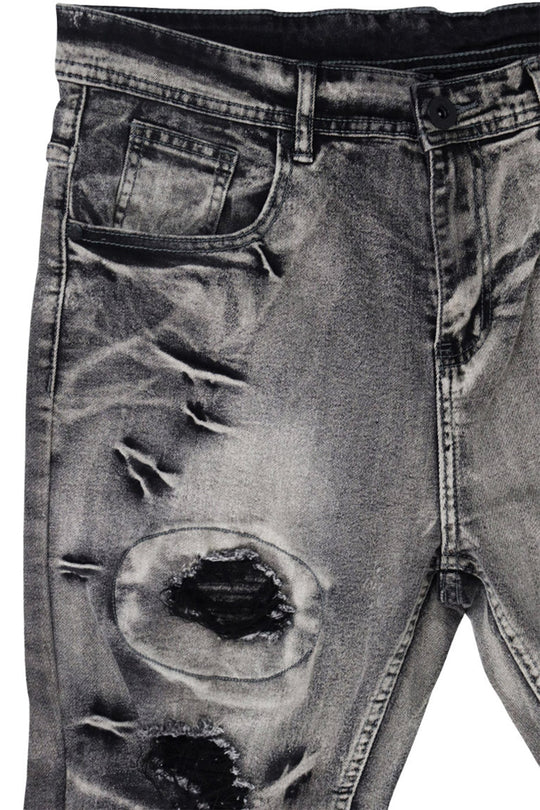 Ripped & Repaired Denim (Black Wash) - Zamage