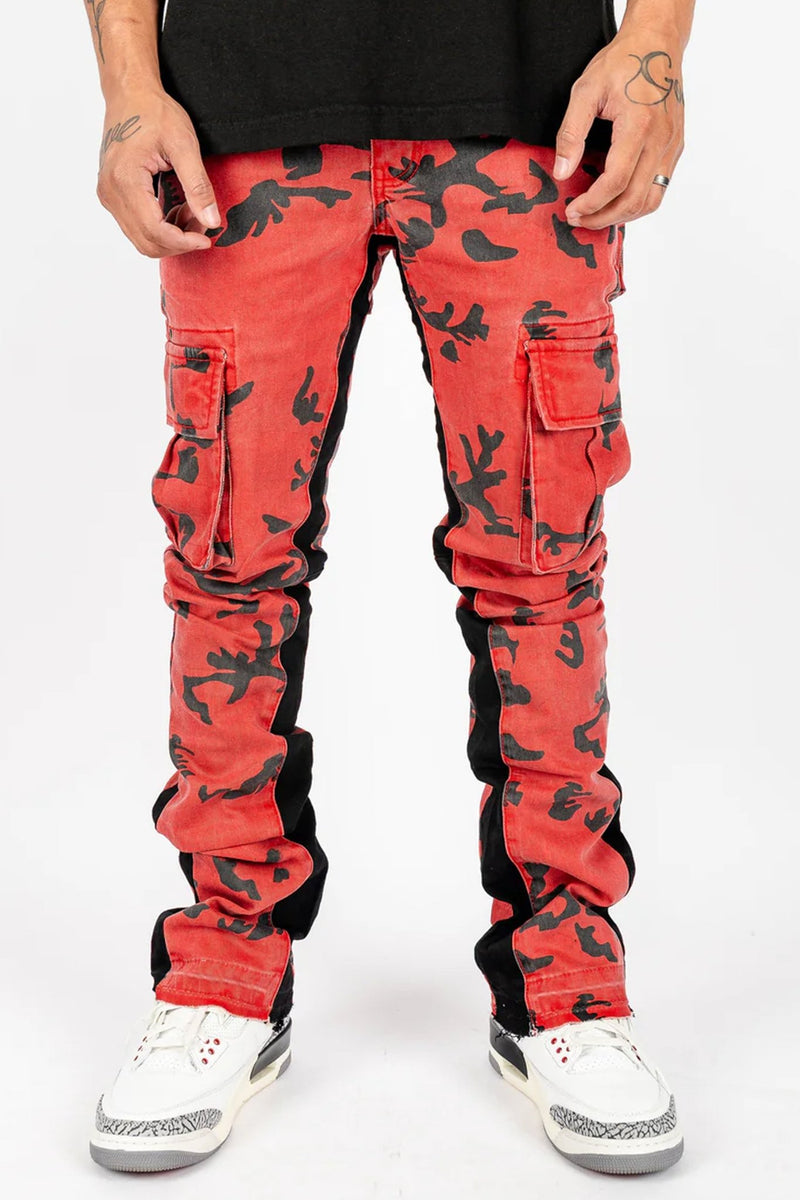 Rockstar Original Super Stacked Camo Cargo Denim (Red Camo) - Zamage