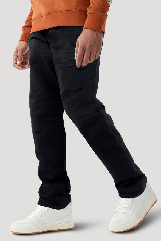 Shredded Relaxed Fit Denim (Black) (JA990R) - Zamage