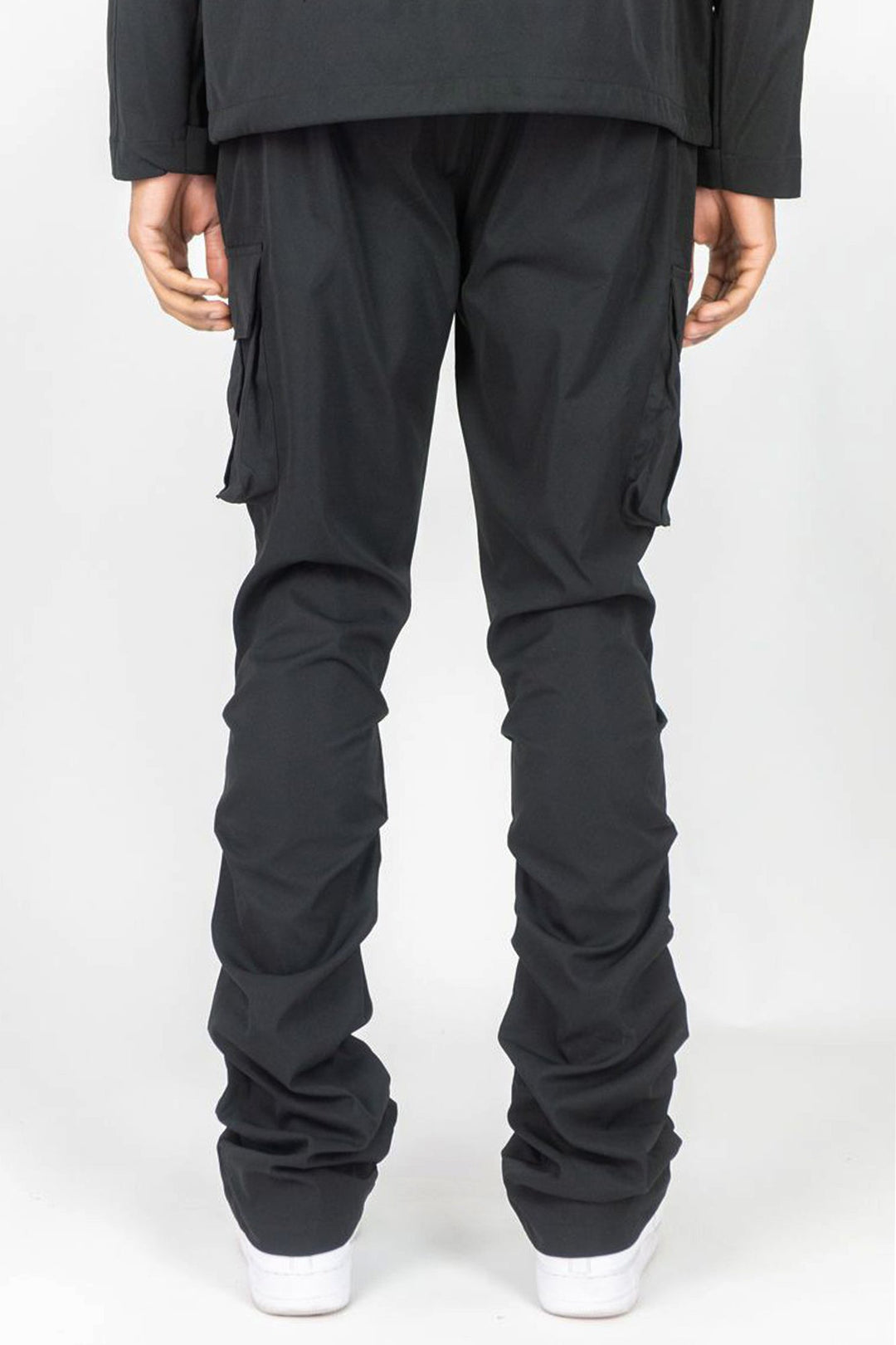 Solid Cargo Stacked Pant (Black) - Zamage