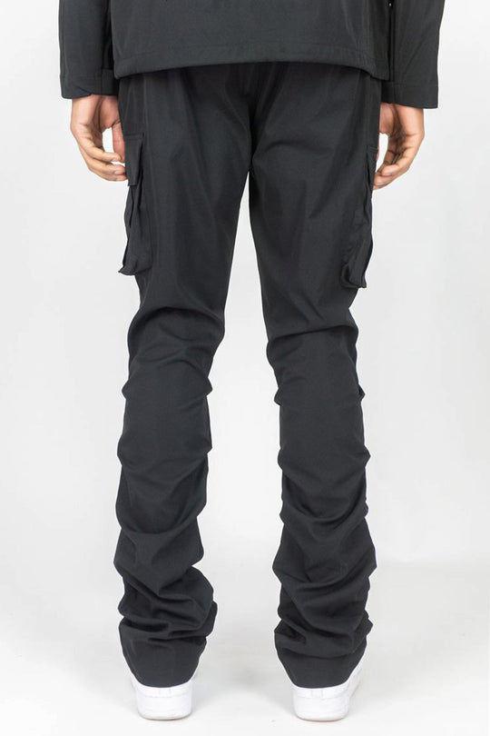 Solid Cargo Stacked Pant (Black) - Zamage