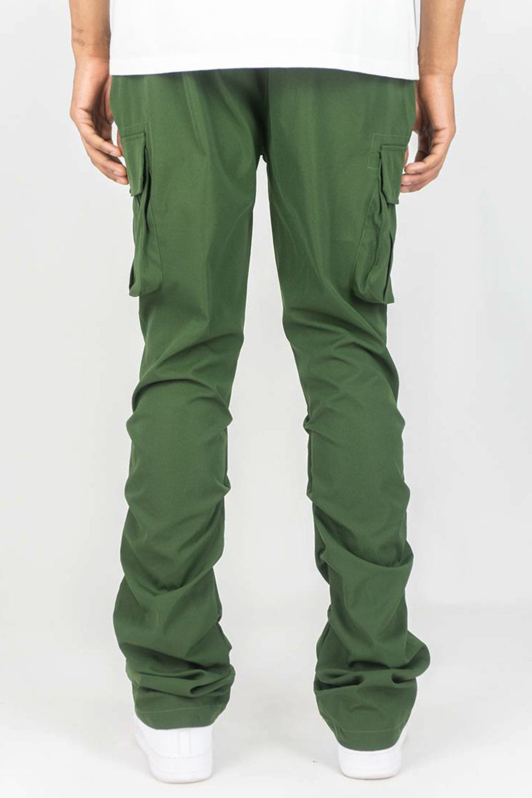 Solid Cargo Stacked Pant (Olive) - Zamage
