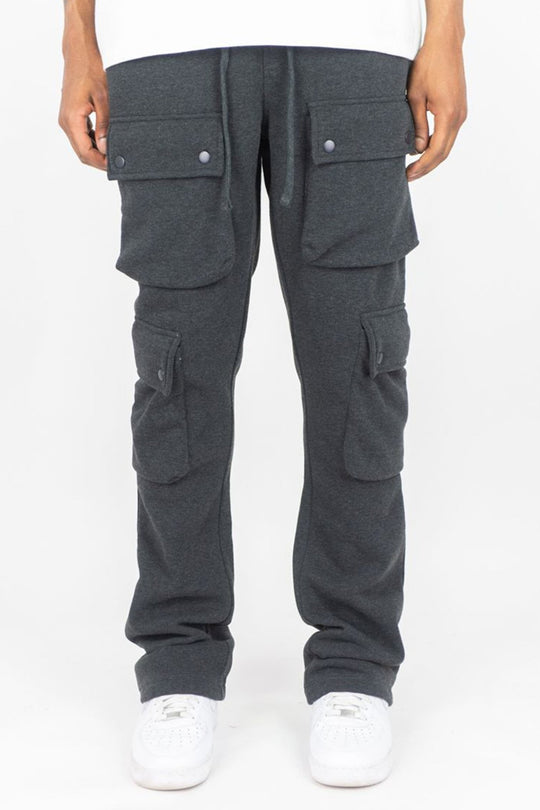 Stacked Cargo Fleece Pant (Charcoal) (100 - 476) - Zamage