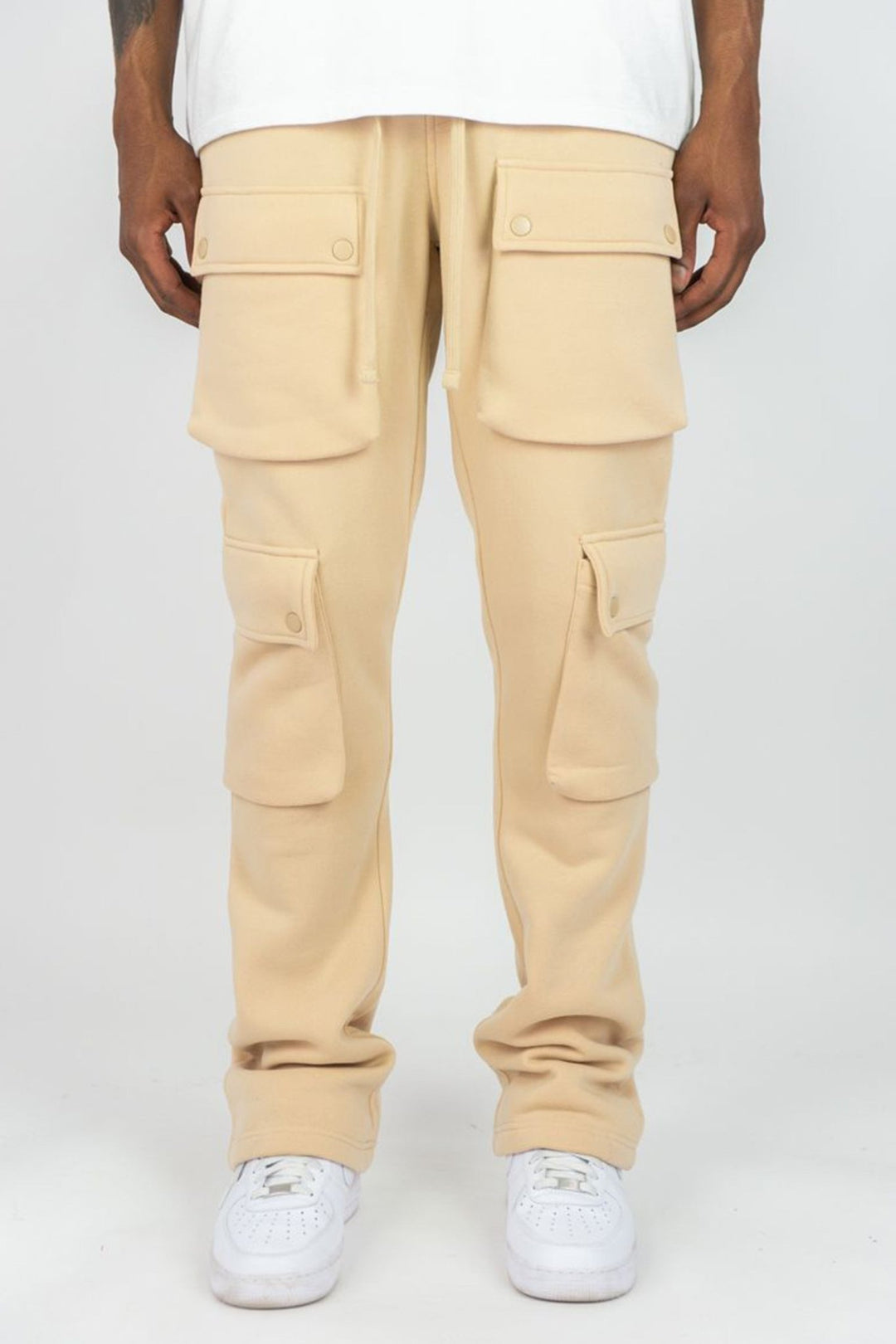 Stacked Cargo Fleece Pant (Khaki) (100 - 476) - Zamage