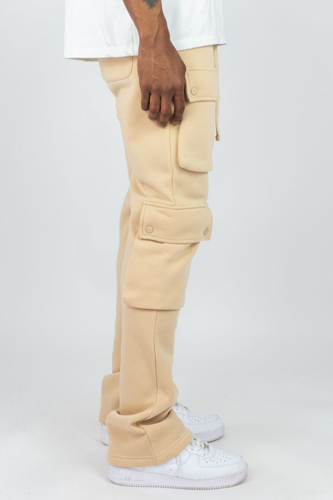 Stacked Cargo Fleece Pant (Khaki) (100 - 476) - Zamage