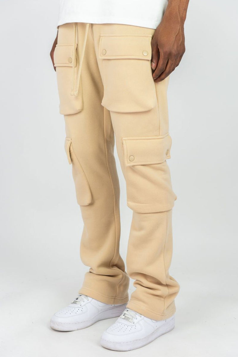 Stacked Cargo Fleece Pant (Khaki) (100 - 476) - Zamage