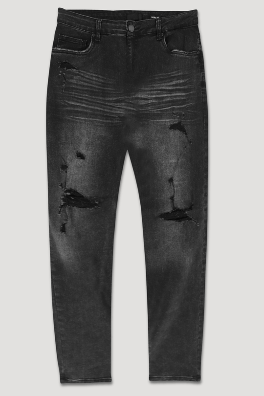 Street Stone Slim Fit Denim (Black Wash) (M8347D) - Zamage