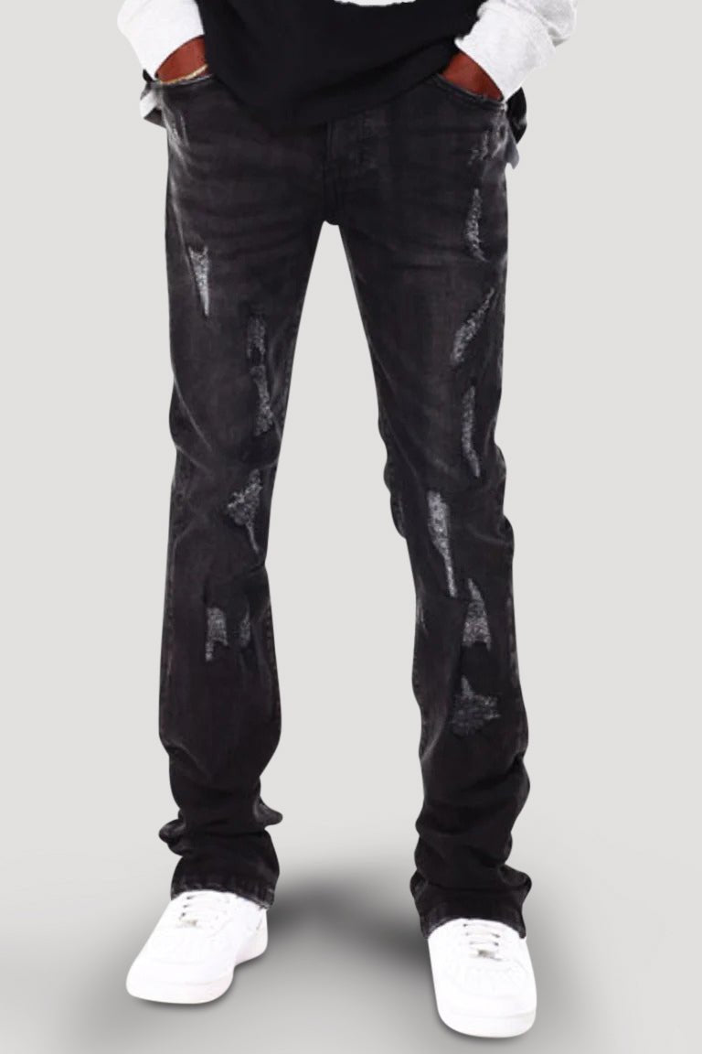 Timeless Stacked Denim (Black) - Zamage