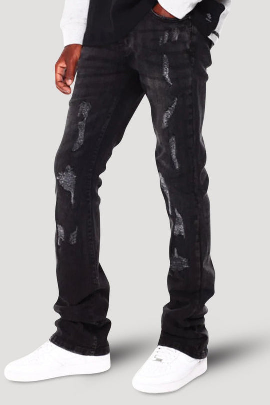 Timeless Stacked Denim (Black) - Zamage
