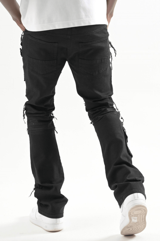 Twill Pocket Stacked Denim (Jet Black) (T4109) - Zamage