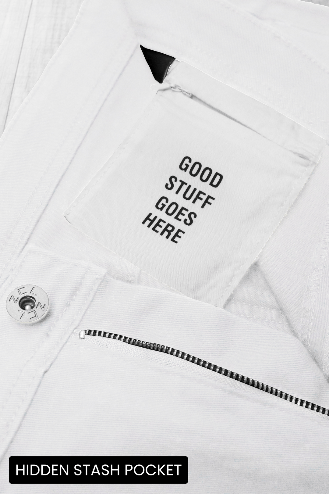 Vortex Cargo Stacked Denim (White) - Zamage