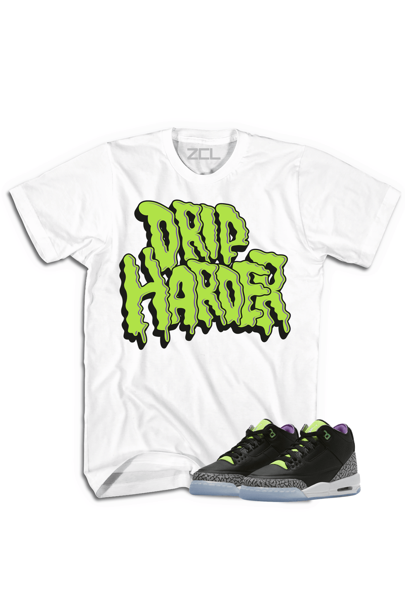 Air Jordan 3 GS "Drip Harder" Tee (Electric Green) - Zamage