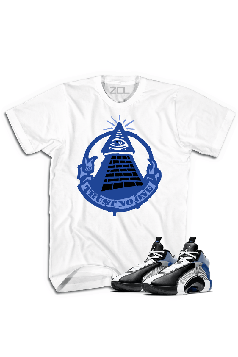 Air Jordan X Fragment "Trust No One" Tee (Sport Blue) - Zamage