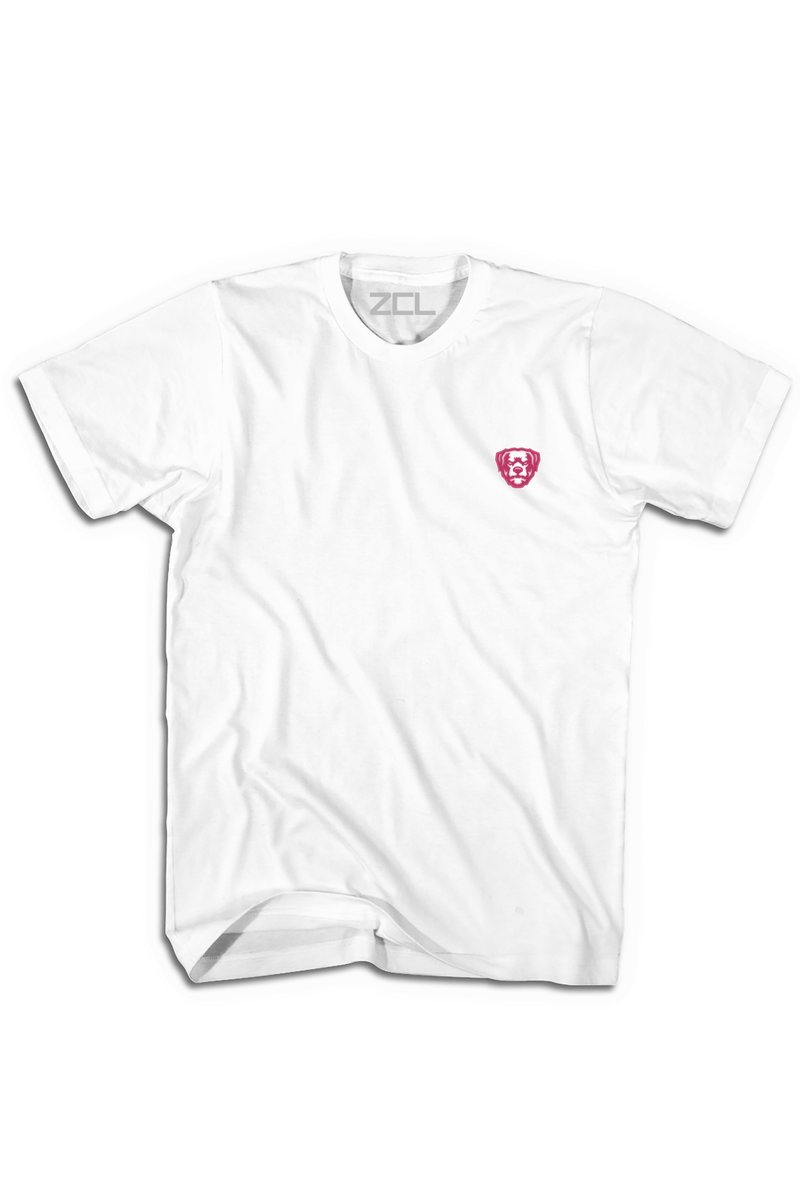 Embroidered ZCL Logo Tee (White - Fuschia) - Zamage