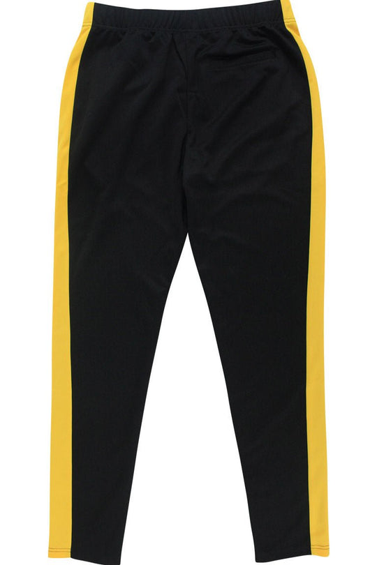 Premium Side Stripe Zip Pocket Track Pants (Black - Yellow) - Zamage