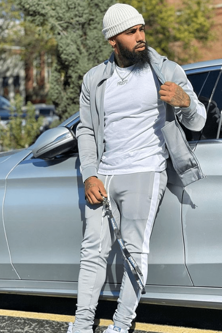 Premium Side Stripe Zip Pocket Track Pants (Grey - White) - Zamage